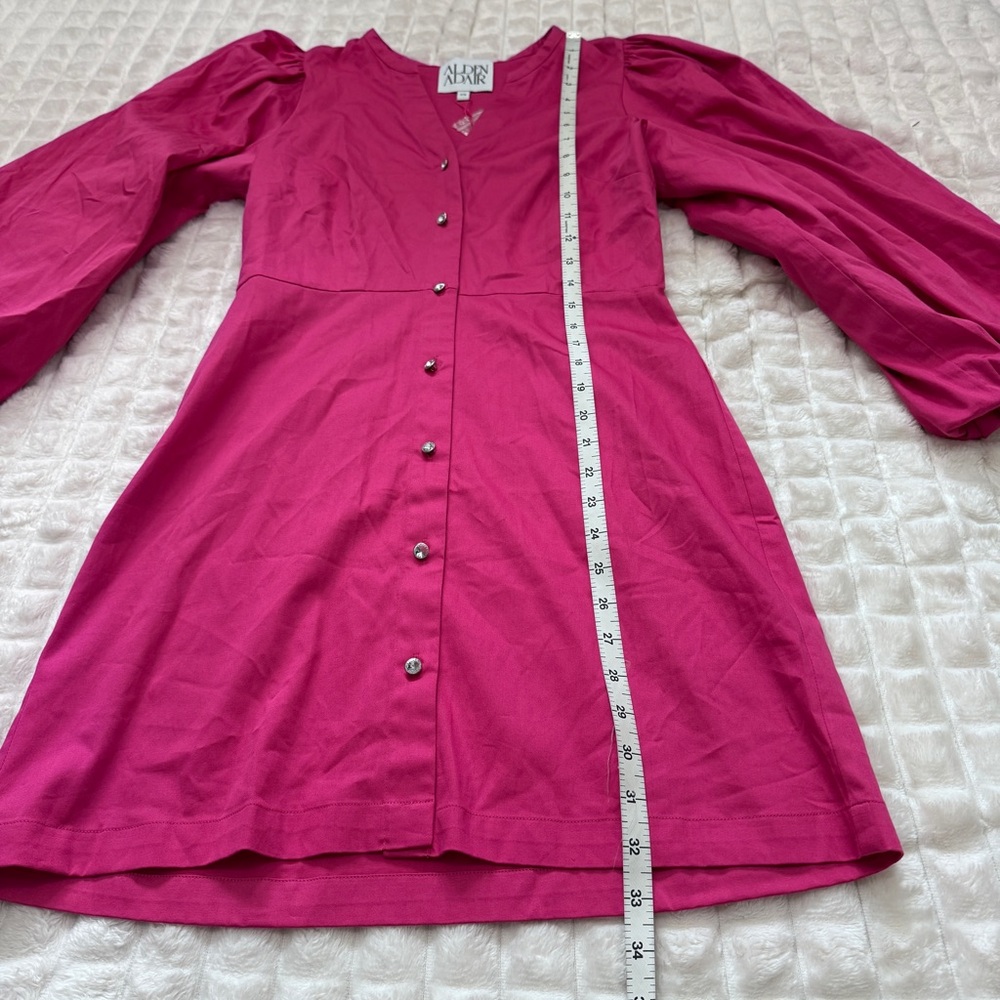 NEW Alden Adair XS Magenta Pink Athena Rhinestone Button Puff Sleeve Dress - Picture 5 of 7